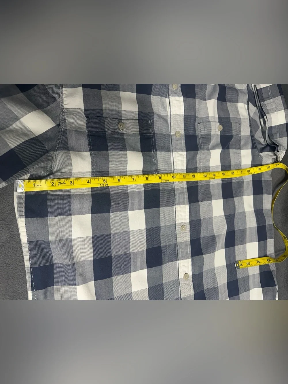 The North Face Men's Navy and White Check Short Sleeve Button-Up